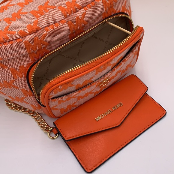 MICHAEL KORS Maisie Large Logo 2-in-1 Sling Waist Fanny Pack Crossbody Poppy NWT - Picture 8 of 16